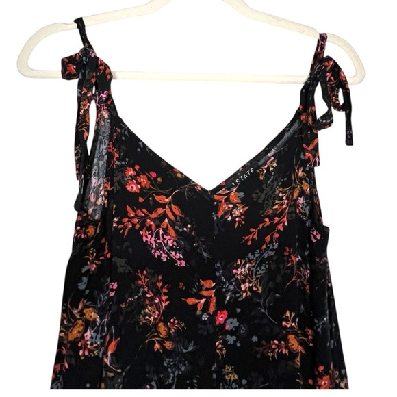 1. STATE Maroon Floral Romper Jumpsuit Boho Wide Leg Asymmetrical Hem Size Small - Picture 3 of 8